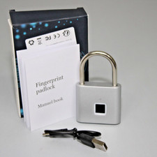 SPORWAY Fingerabdruck Schloss  USB-Aufladung Vorhängeschloss (Silber) NEU