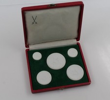 5x Notgeld Porzellan Sachsen Meissen Weiß in Etui 30, 50 Pfennig 5, 10, 20 Mark