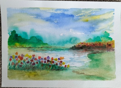 Farbenfrohes landschaftsbild - farbenfrohes,