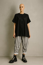 PLÜ Designer Oversize Bluse Schwarz Avantgarde 100% Baumwolle NEU Gr. 42–50