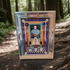 Mark Master Masonc Tracing Board print In Silverplate Frame 22x16cm.  As New