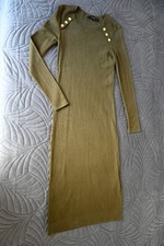 Hallhuber Kleid S slim eng knöchellang olivgrün gerader Schnitt ungetragen