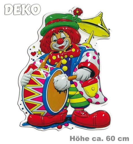Wanddeko clown mit - wanddeko, trommel