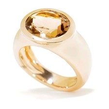 Eleganter Ring mit facettiertem Rauchquarz in 750er Gelbgold, Gr. 57 Wempe