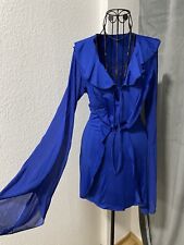 Neu Jerseykleid Blau Rüschen Tulpenärmel