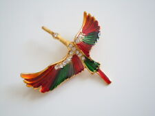 Brosche Strass Email Vogel