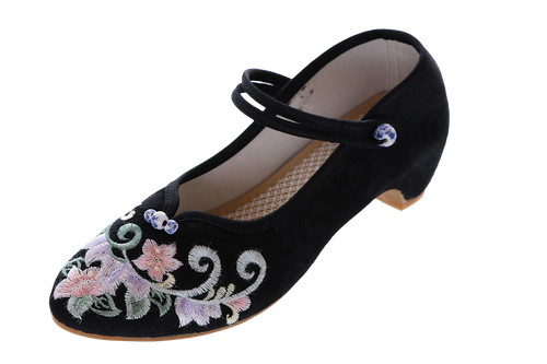 007 schwarz blumen bestickt - bj-007,