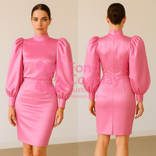 Sissy zofe satin Bluse Rock Satz Uniform Kostüm Maßgeschneiderte G4124