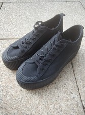 Zara Canvas Platform Plateau Sneaker Schwarz 42