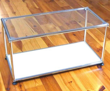 * USM Haller TV Glasregal Glasbeistelltisch Weiß / Glastablar * Glas Glasboden *