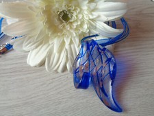 Außergewöhnliche Kette Glasanhänger  Blau-Silber-Gold A