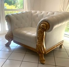 Prunk Ledersessel Weiß