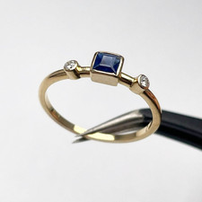 750 Gold Ring Saphir & Brillanten ca. 0,08 ct – RG 54