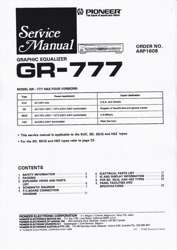 Service manual für pioneer - für,