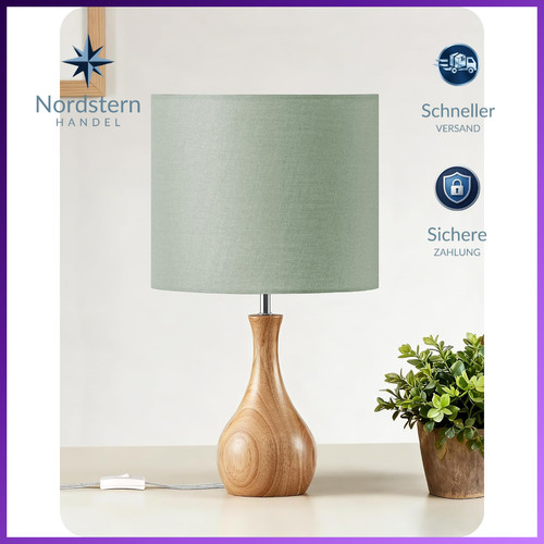 Nachttischlampe holz grün - nachttischlampe,
