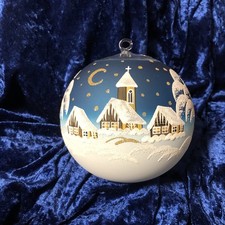 Christbaumkugel, Dekokugel,Teelichthalter,Glas Winterlandschaft handbemalt 15cm