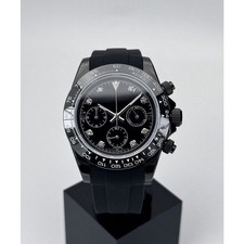 BlackSteel Racer | 40 mm | Chrono Dial | Tachymeter | Auto | Rubber Strap 