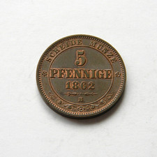 SACHSEN: 5 Pfennige 1862