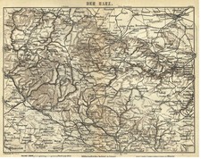 Harz Original Stahlstich Landkarte Bibl. Institut 1878