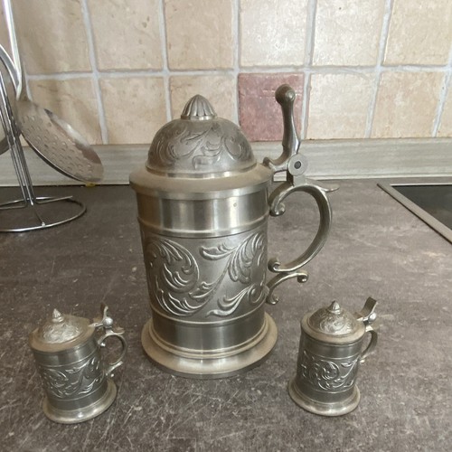 3er set zinn - zinn, bierkrug/humpen