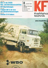 Zeitschrift KFZ Kraftfahrzeug-Technik August 1982 IFA W50 + Simson S51 Enduro