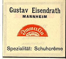 Gustav Eisendrath Mannheim IMMALIN SCHUHCREME Trademark 1908