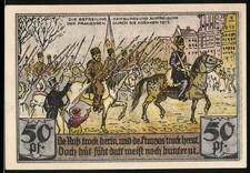 Notgeld Hamburg 1815, 50 Pf, Befreiung von Franzosen durch Kosaken und Gutschei 