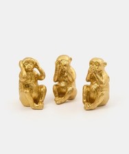3 Goldene Affen Deko Figur |