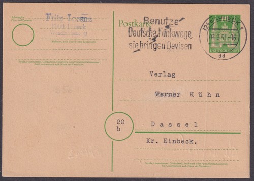 Maschinenstempel lübeck 1951 - lübeck,