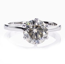 Verlobungsring mit 2,52 ct. Diamant L. G. Yellow - SI1 - 14K Weißgold