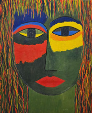 Zerbrochenes Gesicht.  Acrylgemälde auf Leinwand