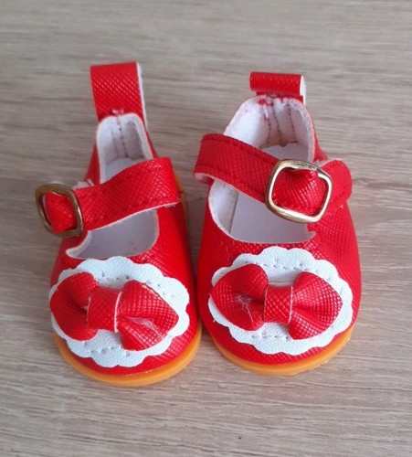 Puppen schuhe rot weiß - rot-, mit