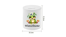 Spardose, Sparbüchse Keramik personalisiert " Frosch mit Blume " Geschenk