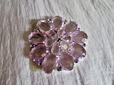 Tuch Clip Tuchhalter  Brosche Flieder Kunststeine Strass sehr groß 8 cm