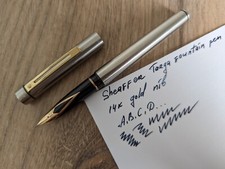 Sheaffer Targa Steel Fountain Pen - Gold 14K-585 (M) Nib