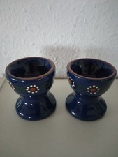 2 x Bunzlauer Keramik Eierbecher - blau -