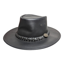 Scippis Leder Hut Bushmam Commy Outdoor Regen Hut Schwarz Black Australien Small