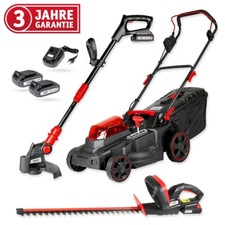 Walter Rasenmäher Heckenschere Rasentrimmer, Akku Gartengeräte Set inkl. 2 Akku