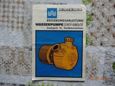 DDR WMW NAGEMA - WASSERPUMPE ZWP 480/II - BETRIEBSANLEITUNG - DEUTSCH