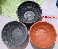 9 Pflanzschalen, Kunststoff, Ø40cm, Fabr. Ciotola/WIBO, 3 Farben, gebraucht