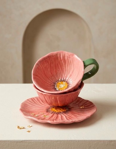 Keramik blumentasse mit - blumentasse,