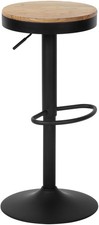 Barhocker Pitas, höhenverstellbar, drehbar mit Holz-Sitzfläche und Fußstütze
