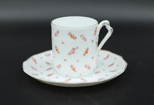 Rosenthal Pompadour Carmen Mokkatasse & Untertasse mit Goldrand Rosenmuster Set