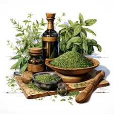 Wandbild Kräuter Gewürze Mörser Stößel Mediterran Deko Bild Küche Wandfliese