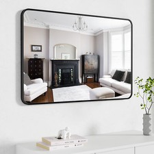 Wand Spiegel Badezimmerspiegel Metallrahmen Schwarz Badspiegel Dekospiegel