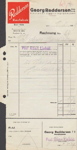 Nordhausen rechnung 1939 - rechnung,