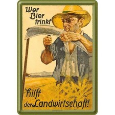Nostalgic-Art - Retro Blechschild Metallschild Postkarte - Wer Bier trinkt...