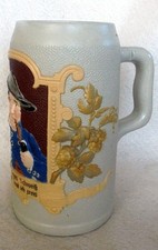 ALT Humpen Bierkrug V&B Mettlach Mann mit Pfeife Spruch vo 1887 Krug Sammelkrüge