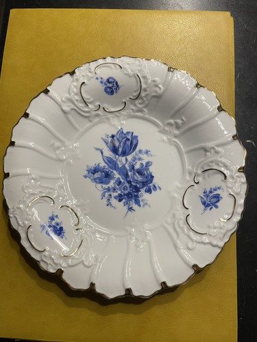 Teller blaue blumen goldrand - teller,