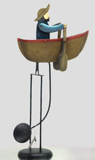 SCHAUKELFIGUR SEEMANN Ruderboot Balancefigur Metall Pendelfigur Wippfigur 46cm